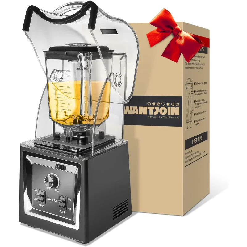 Wantjoin Professional Blender Commercial Soundproof Quiet blender Removable shield for Crushing ice,smoothie,puree