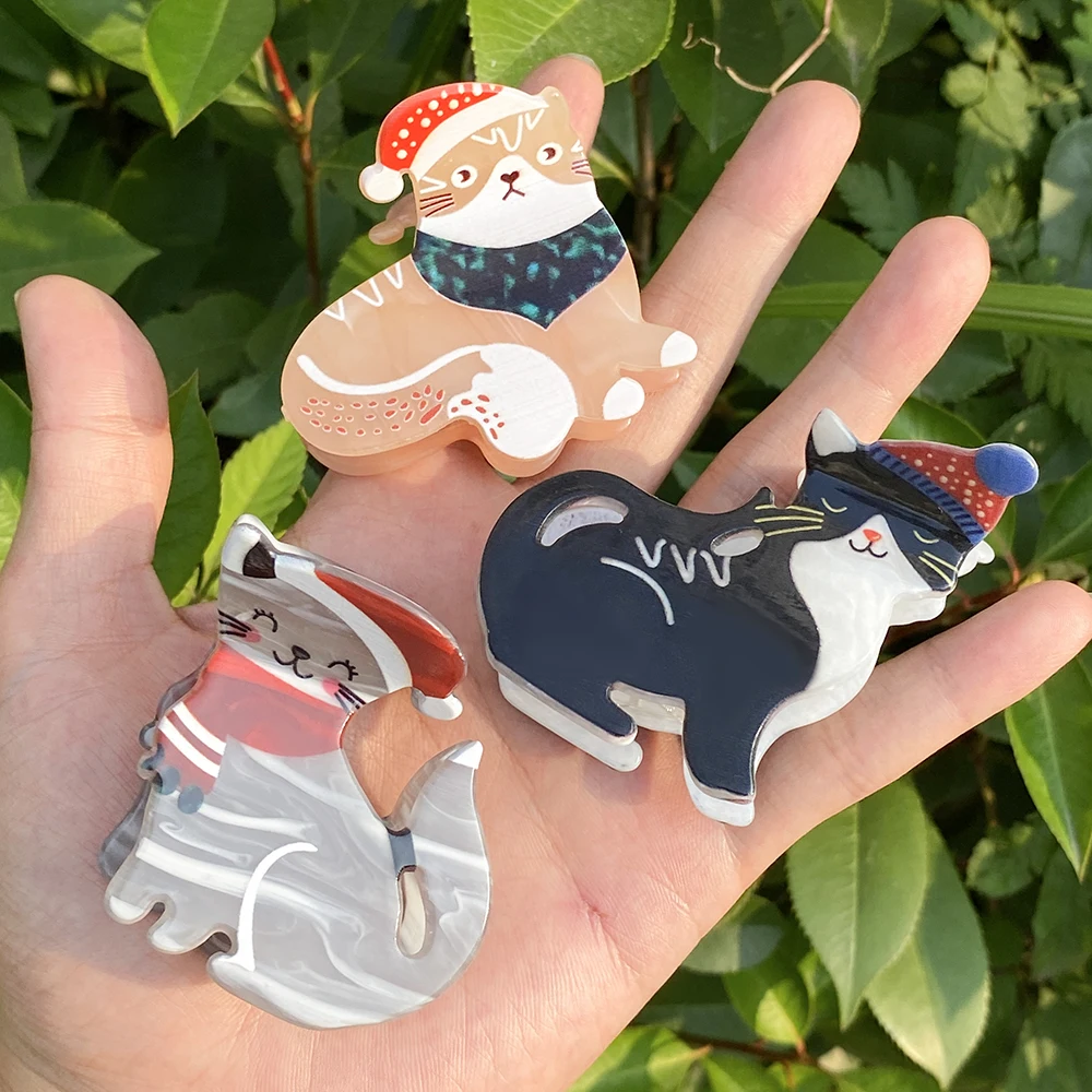 AENSOA Рождественская заколка для волос с уксусной кислотой и котенком милая