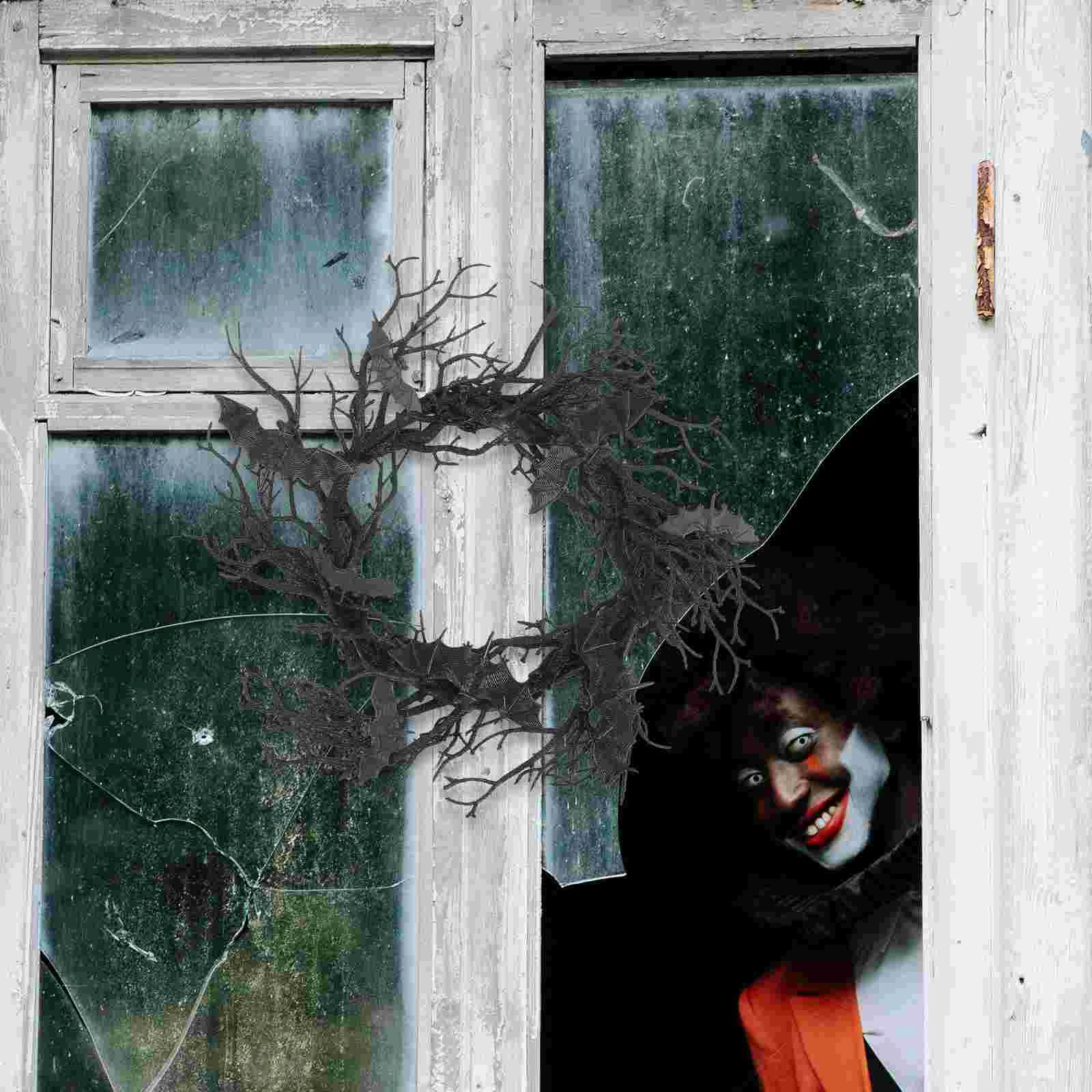 

Halloween Wreath Party Supplies Window Door Fake Photo Props Plastic Gothic Supply