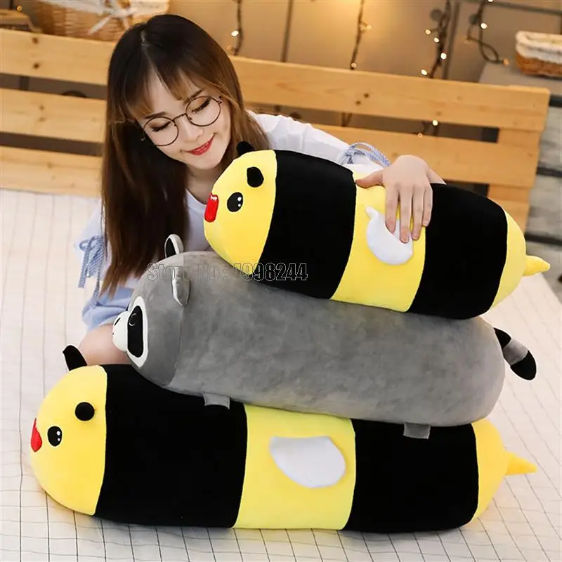 Длинная набивная плюшевая подушка для ног в виде цилиндрических животных панда