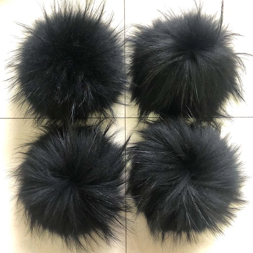 5pcs/lot Fluffy Raccoon Fur Pompoms For Knitted Winter Hat Cap Real Fox Pom Poms For Beanies Scarves Real Fur Pompons Whosale