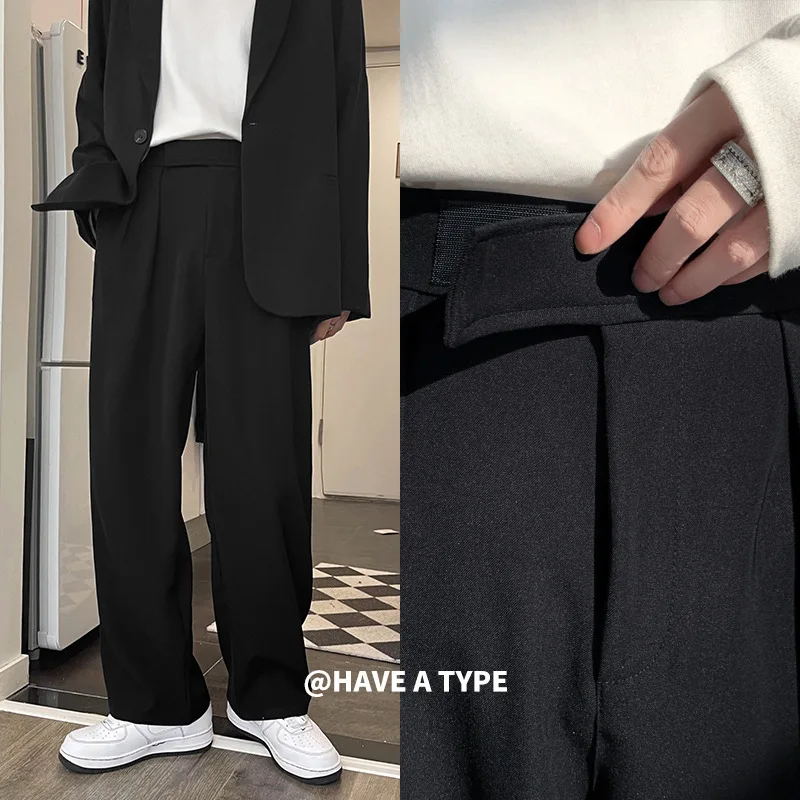 

Брюки мужские с защитой от холода, повседневные мешковатые длинные штаны, брендовые драпированные прямые штаны, большие размеры, на лето