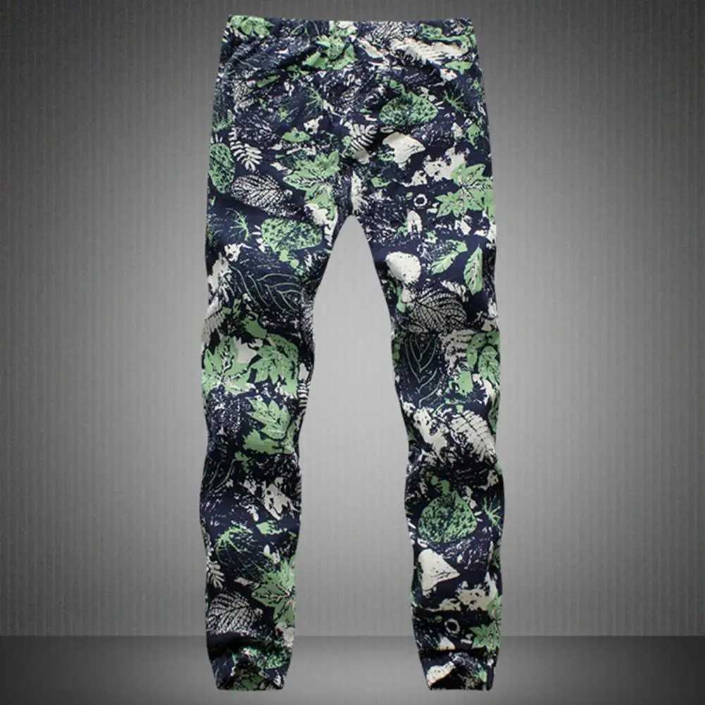 

2022 Hot Great Men Pants Individual Colorful Print Vintage Style Eye-catching Elastic Waist Summer Trousers for Daily Wear
