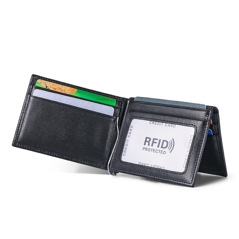 Mens Money Clip Wallet RFID Blocking Slim Front Pocket Wallets for Men Genuine Leather Minimalist Credit Card Holder Cash Clip