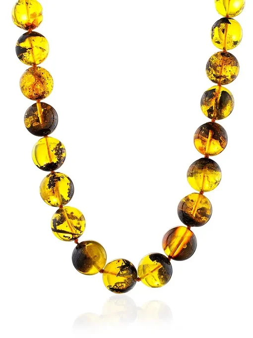 Живописные бусы Метеорит из натурального полупрозрачного янтаря |