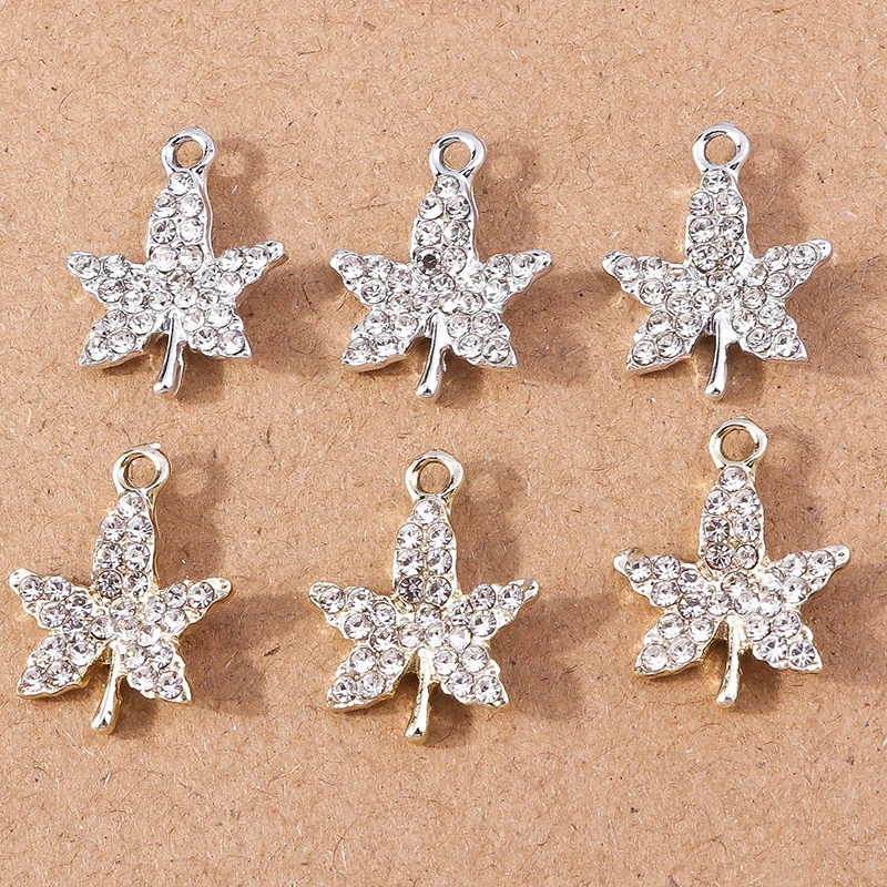 

10pcs 18x20mm Cute Crystal Maple Leaf Charms Pendants for Jewelry Making Women DIY Drop Earrings Necklaces Handmade Crafts Gift