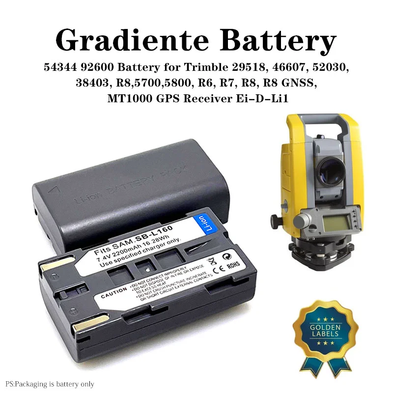 

2Pc 54344 92600 Level Battery for Trimble 29518, 46607, 52030, 38403, 5700,5800, R6, R7, R8 GNSS, MT1000 GPS Receiver Ei-D-Li1