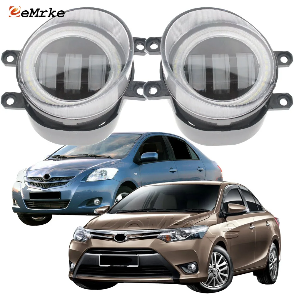 

Led Fog Lamp Assembly Lens Angel Eye DRL Daytime Running Light Ptf for Toyota Yaris Sedan Belta KSP92, NCP96, SCP92 2007-2013