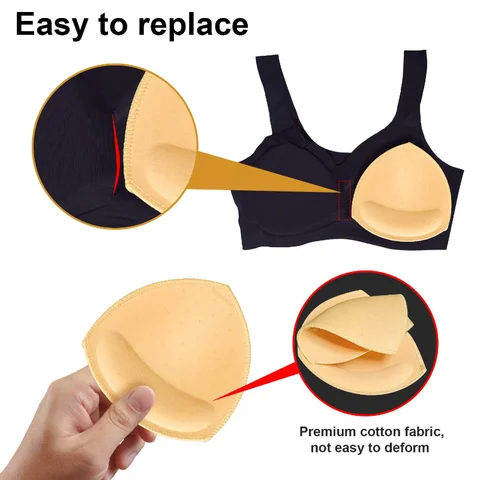Removable Bra Pads Soft Sponge Women's Triangle Bra Pad Sports Bra Bikini Pads Yoga Bra Swimsuit Bralettes Nursing Bra Inserts