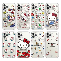 cute hello kitty for apple iphone 13 12 11 pro max mini xs xr x 8 7 6s 6 5 plus transparent soft phone case cover