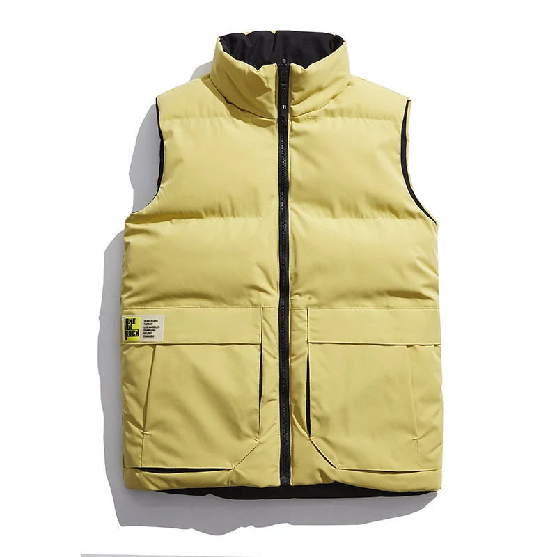New Vest Men's Down Cotton Vest Men's Thickening and Velvet Fashion Double-sided Jacket Jacket Vest Men's Vest