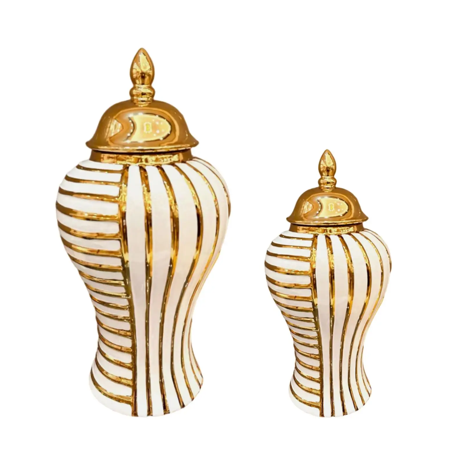 

Ceramic Vase Ginger Jar Golden Stripe Temple Jar Multifunctional Handicraft