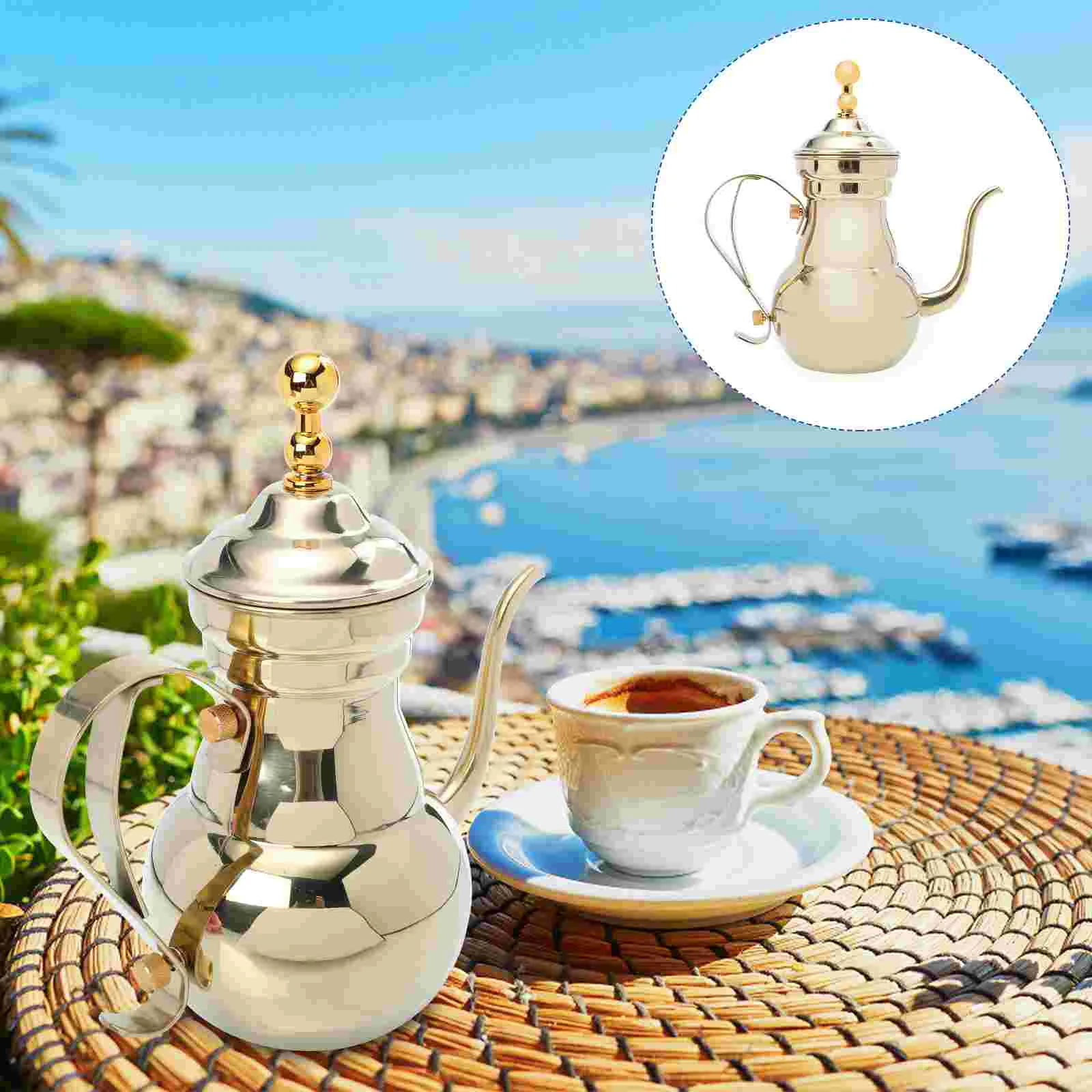 

Kettle Coffee Tea Pot Water Teapot Stainless Pour Gooseneck Steel Over Drink Pitcher Cold Arabic Spout Stovetop Turkish Lemonade