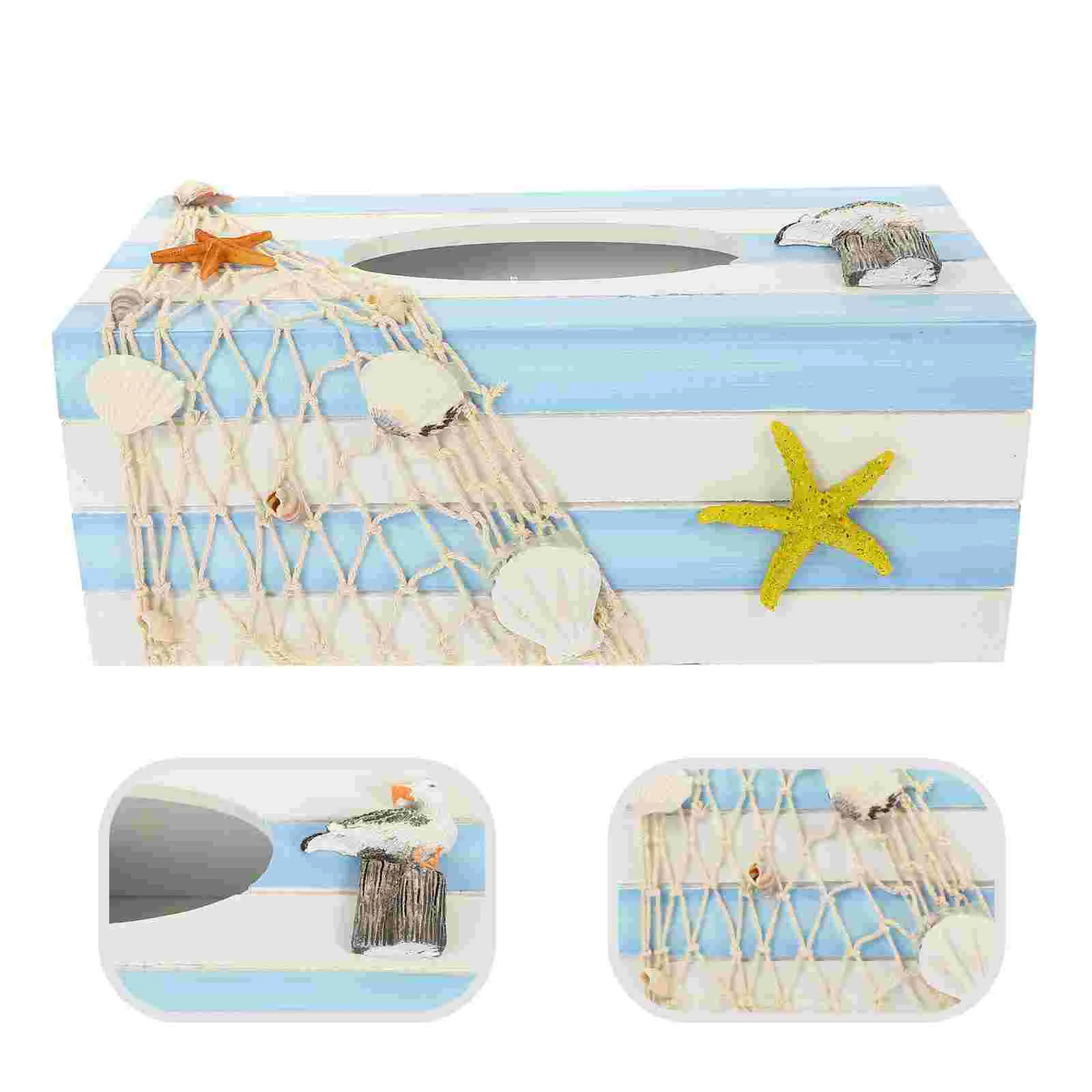 

Tissue Box Holder Paper Cover Napkin Dispenser Facial Case Towel Nautical Bathroom Wooden Farmhouse Container Toilet Wood