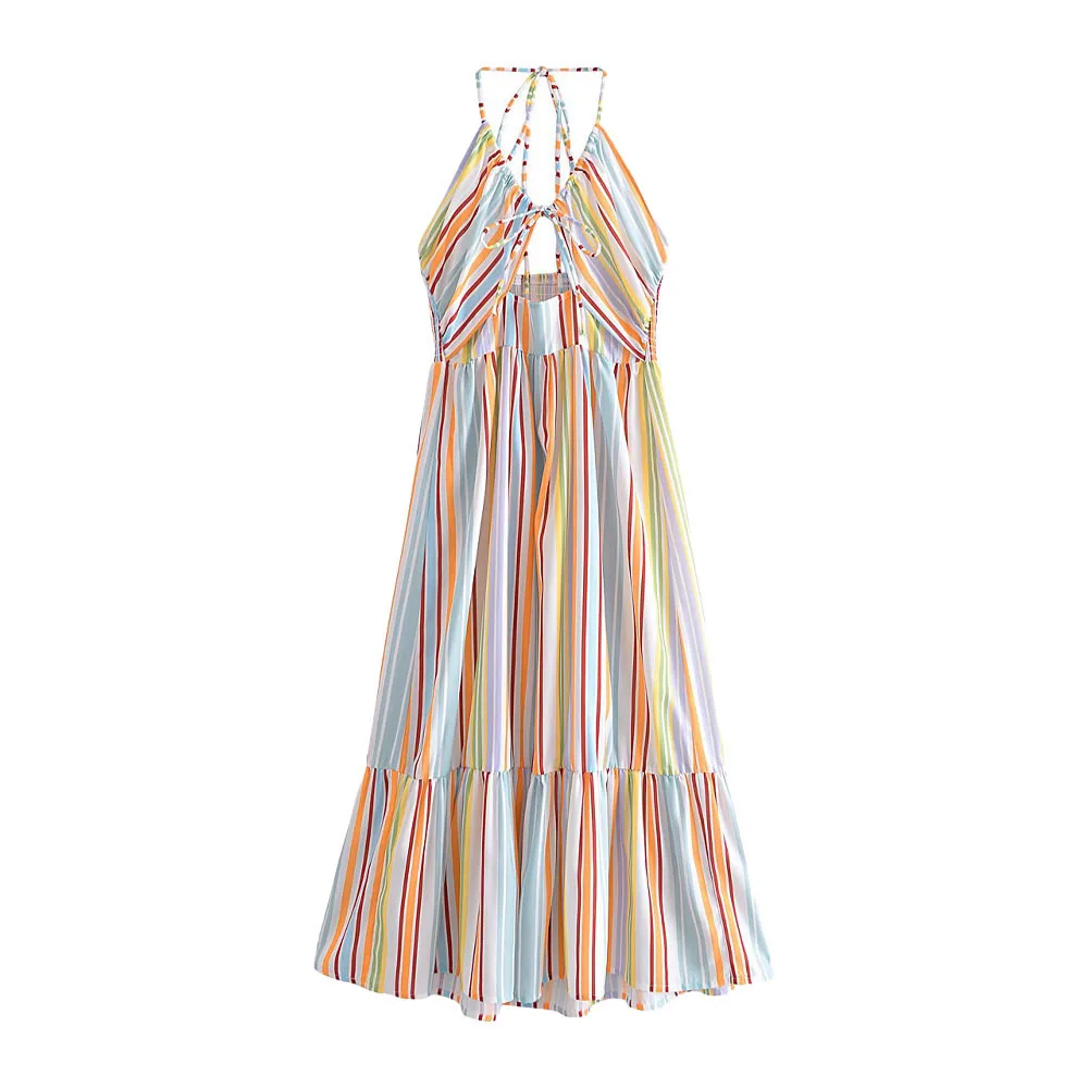 

Женское платье из поплина на бретелях, универсальная длинная юбка с высокой талией в европейском и американском стиле, лето 2022