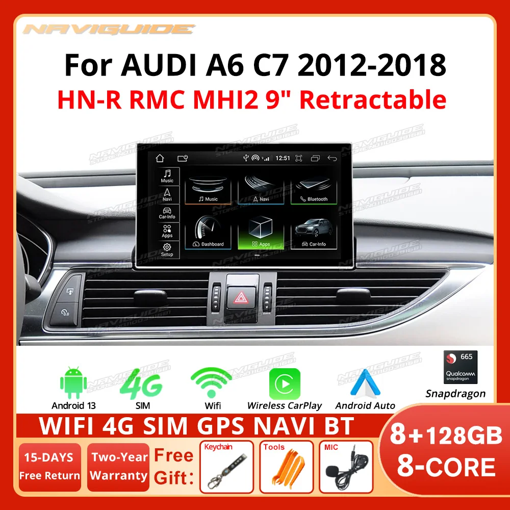NAVIGUIDE Android 12 9-дюймовая 8-ядерная автомобильная мультимедийная стереосистема для