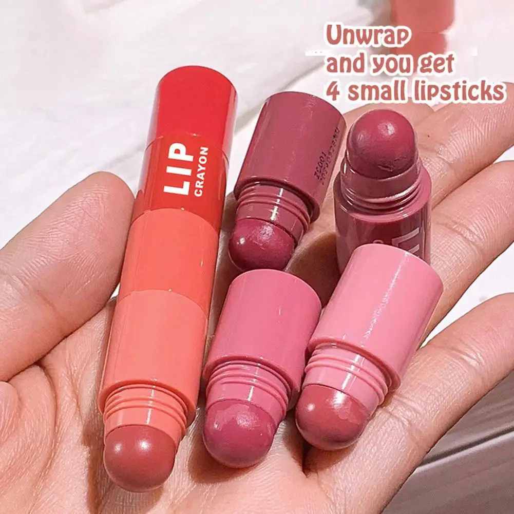 

Nude Matte Lipstick Kit Combo Velvet Long Lasting Sexy Red Lip Tint Not Fading Crayons Lip Liner 4 In 1 Makeup Lips Cosmetic Set