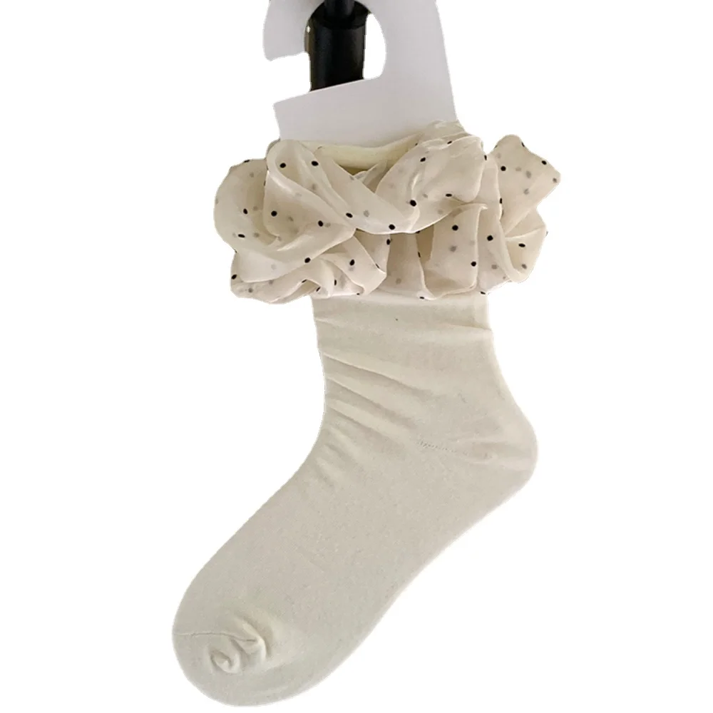 All-Match Lace Dotted Yarn Flat Sock Bunching Socks Sports Cotton Socks Princess Socks