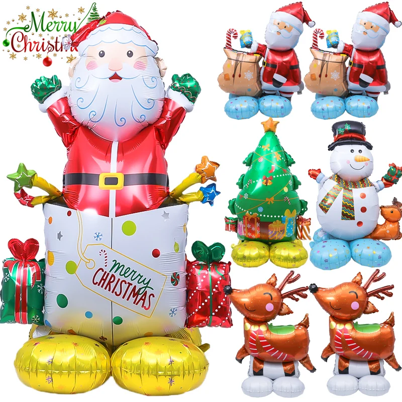 

Christmas Aluminum Film Balloon Santa Snowman Elk Standable Balloon Childen New Year Gifts Balloons for Home Party Decoration