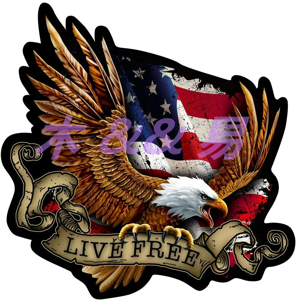 

Interesting American Flag Bald Eagle Live Free Car Sticker Automobiles Motorcycles Exterior Vinyl Decals Car Accessories PVC