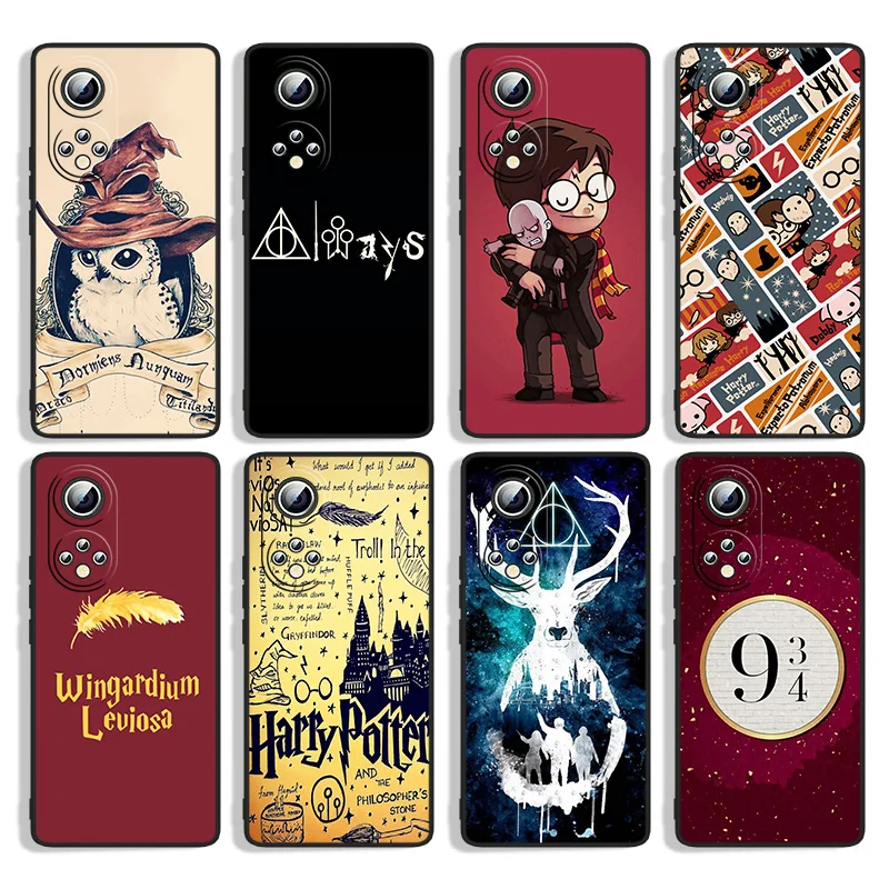 

Rinqg Potters Wand Harries Art For Huawei Honor 60 SE 50 30i 20 10i 10X 10 9X 9C 9A 8A 8X Lite Pro Black Silicone Phone Case