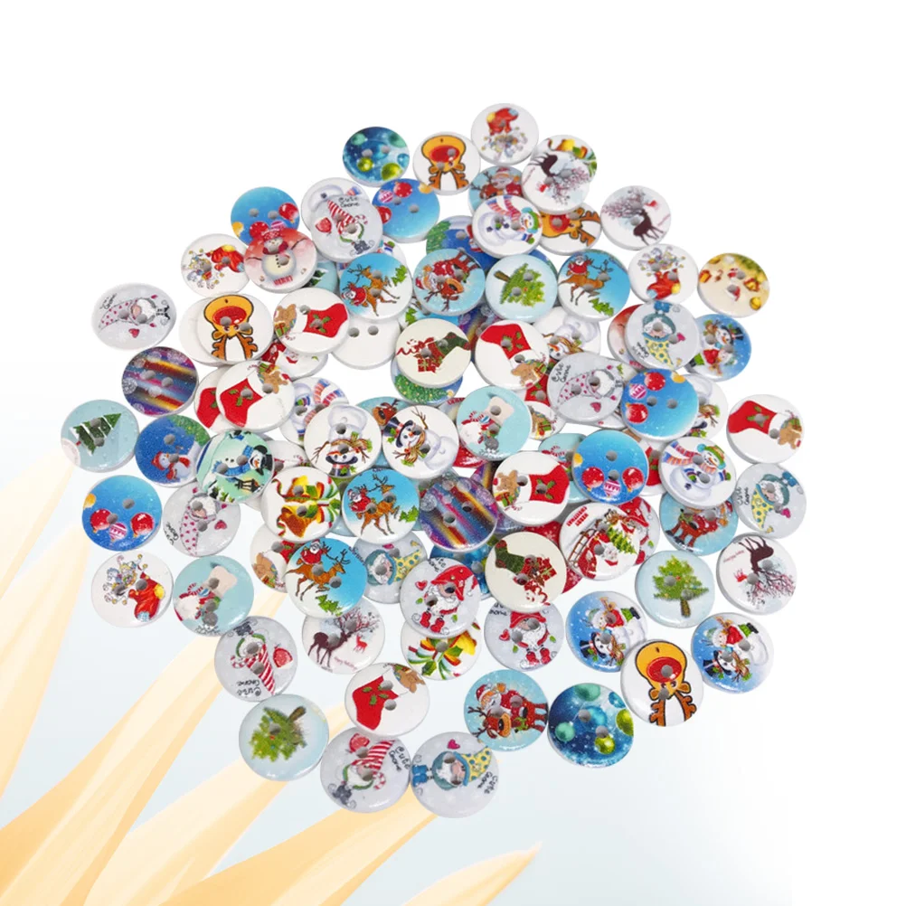 

100pcs Christmas Sewing Buttons Christmas Christmas Crafts Buttons Christmas Round Buttons Buttons for Crafts
