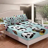 Kawaii Panda Fitted Sheet for Boys Kids Teens Cute Cartoon Animal Panda Print Bed Cover for Girls Women Toddler Cute Room Decor