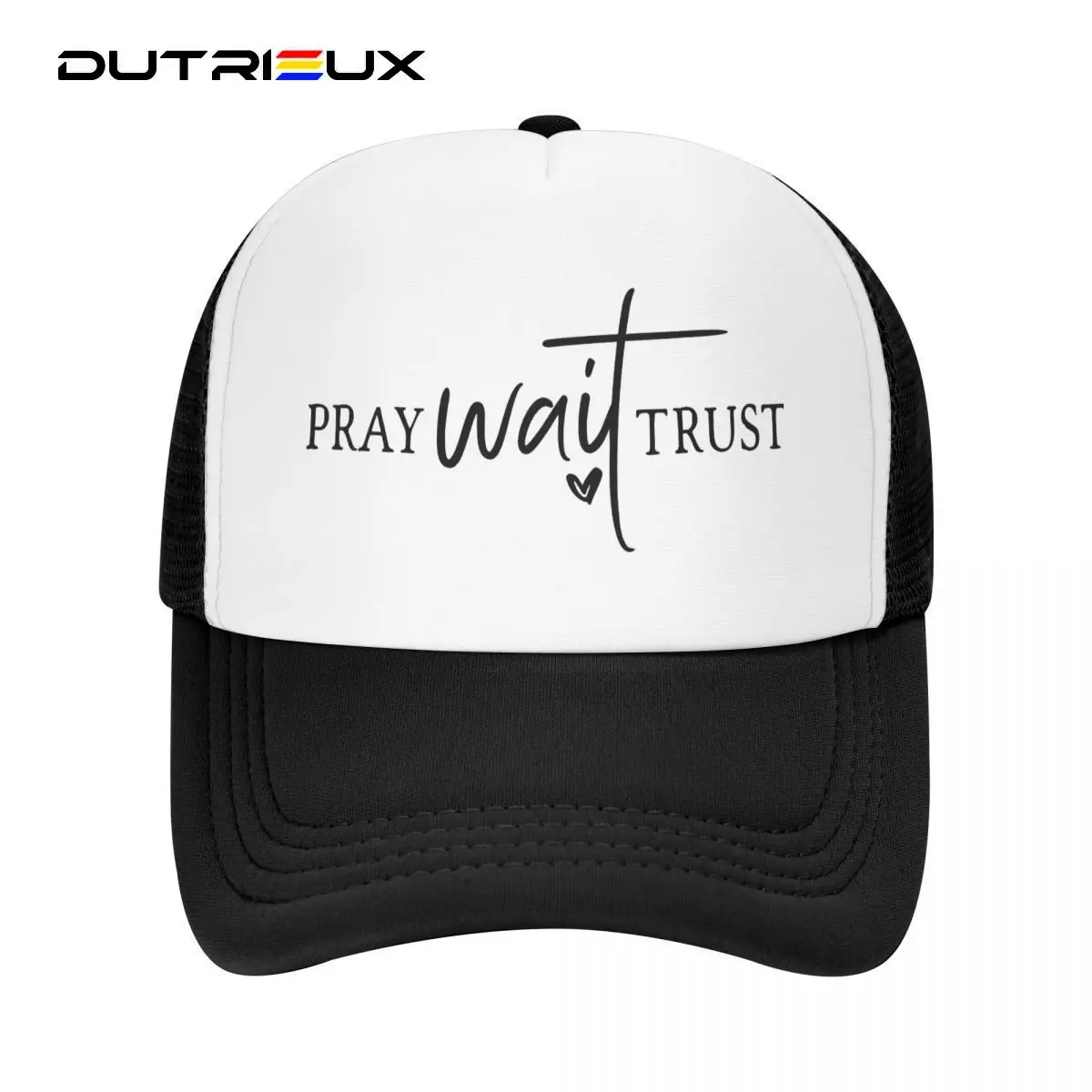 

DUTRIEUX Custom Pray Wait Trust Baseball Cap Women Men Adjustable Jesus Christian Quote Trucker Hat Snapback Caps Sun Hats
