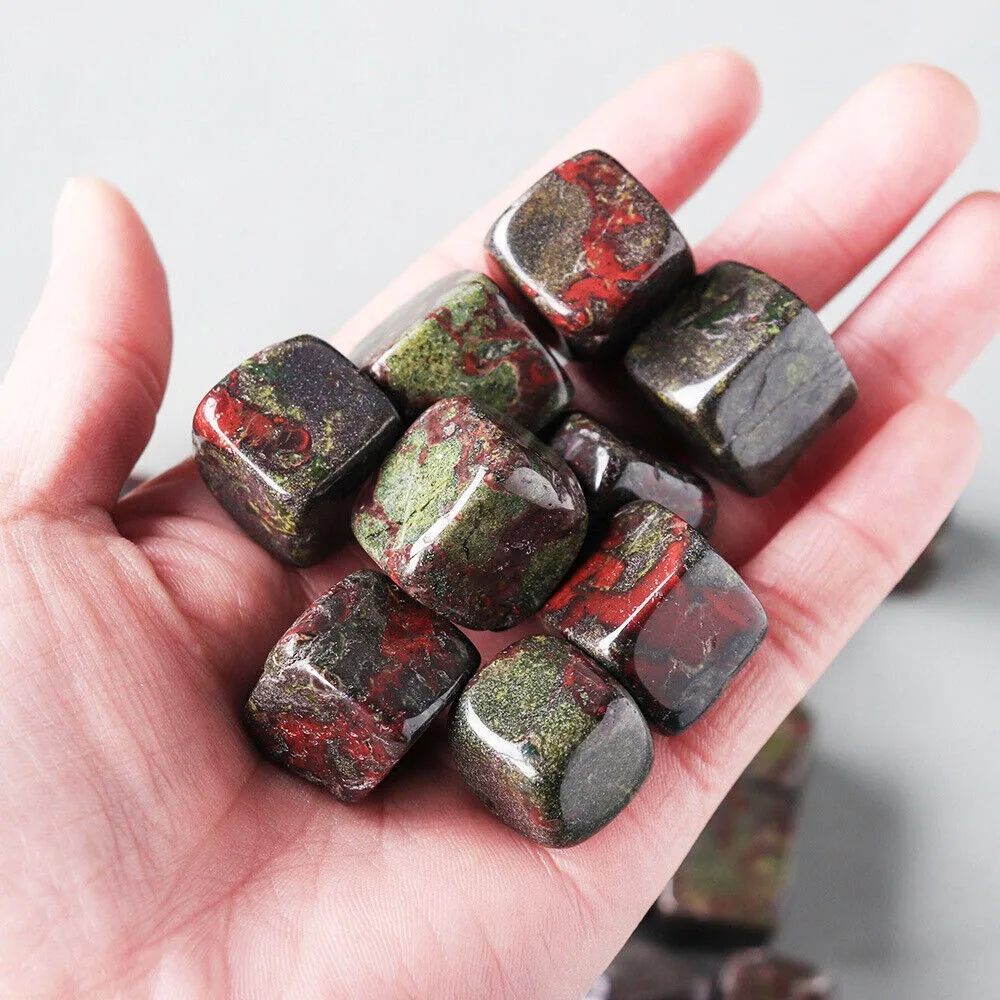 

1pc Natural Dragon Bloodstone Square Tumbled Stones Polished Crystal Healing Energy Gemstones Minerals Home Decoration