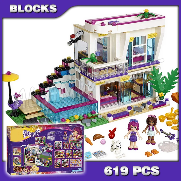 

619pcs Friends Livi's Pop Super Star House Mixed 10498 Model Building Brick Blocks Children Sets Kids Toys Compatible with