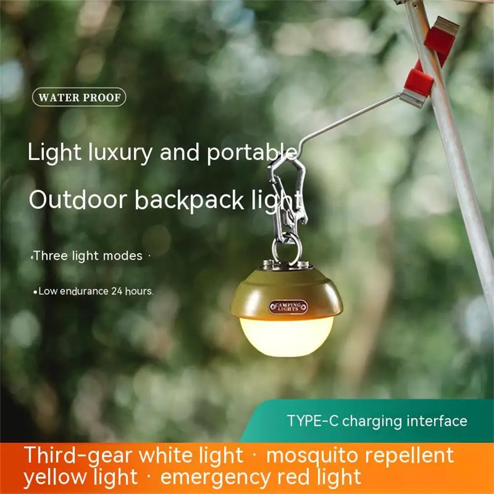 

Outdoor Camping Lamp 3 Light Modes Multi-functional Usb Charging Camping Lantern With Hook Design