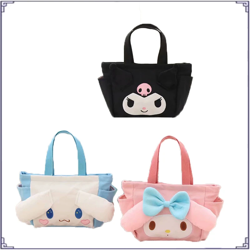 

Anime Kawaii Sanrioed Kuromi Mymelody Cinnamorol Cartoon Summer New Cute Student Canvas Hand Storage Bag Birthday Gift