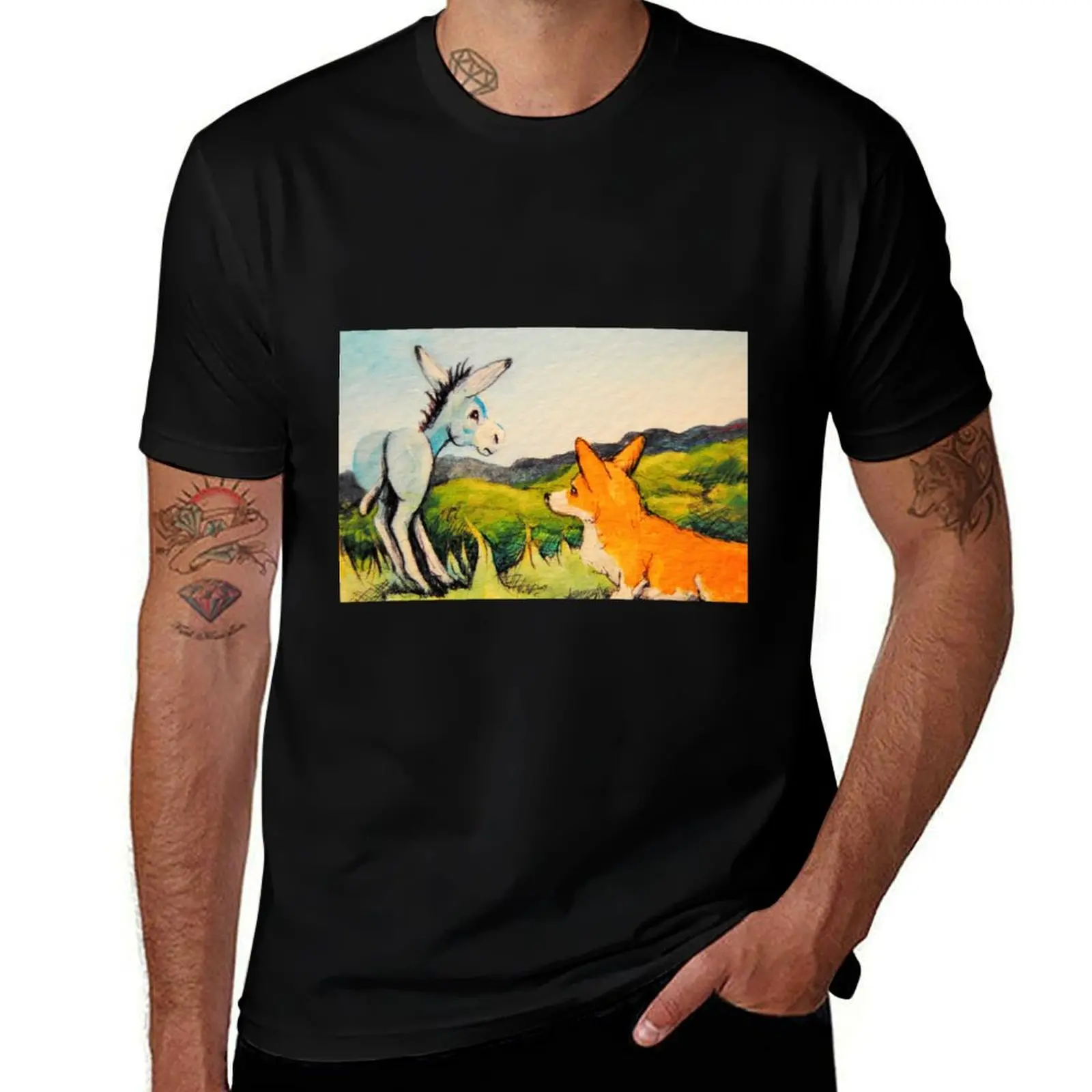 Осел ~ Вельш Пэмброк Корги Собака Золотофилд Колорадо Футболка таможенная одежда