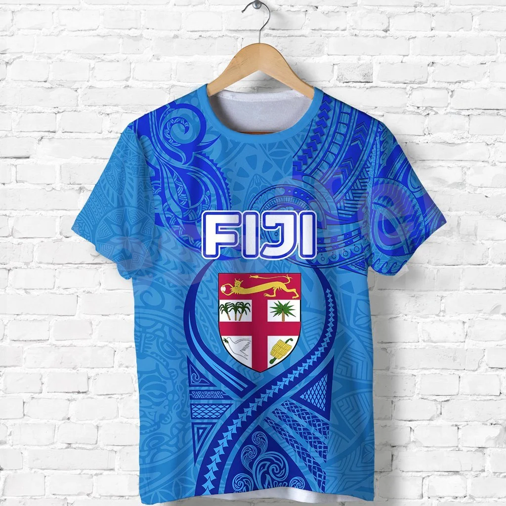 

New Tesskel Fiji Rugby Polynesian Tribe Turtle Country Flag 3D Printed Casual Streetwear Short Sleeve T Shirt Men Women tees top