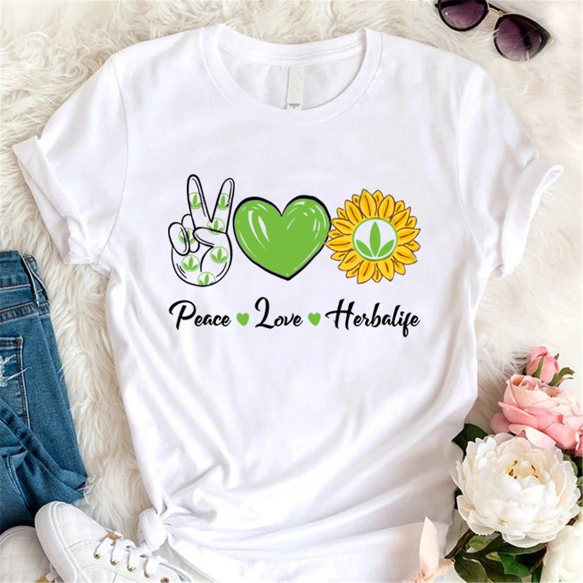 Новинка 2021 футболка Arrval Peace Love Sunshine Herbalife Милая топы для мужчин и женщин футболки с