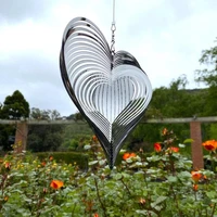 3d heart pattern crafts ornaments wind chimes beating heart wind spinner metal wind sculptures spinners whirligig gifts