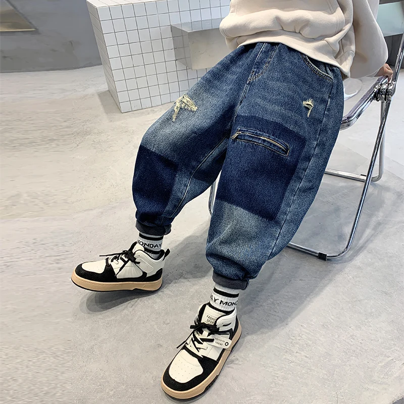 

Children's Clothing Boys' Pants Winter Plush 2022 New Children's Winter Clothing Thickened Cashmere Boys' Pants