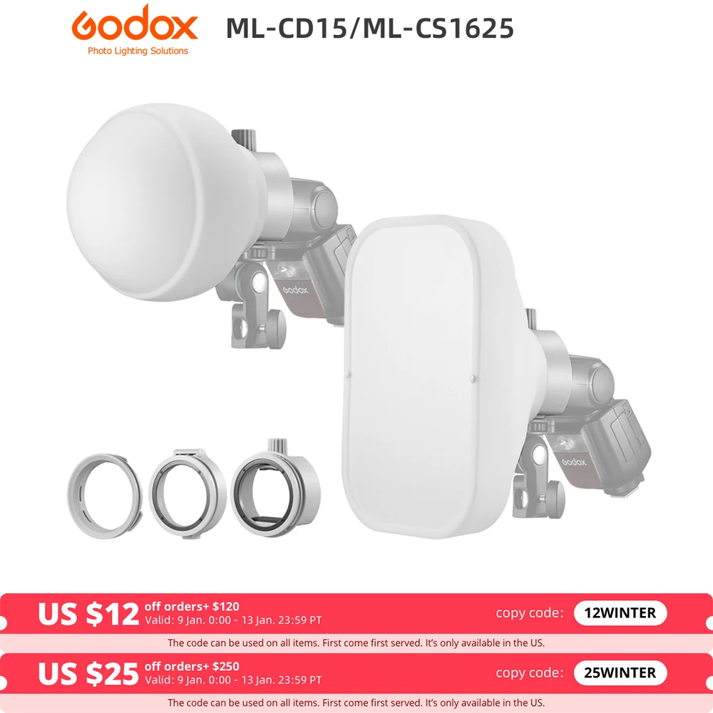 

Godox ML-CS1625 Вспышка Диффузор купол модификатор для AD200Pro ML30 MLBI ML60 V1S V1C V1N V1 V860IIITT685S AD300PRO