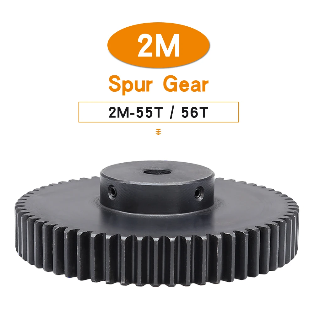

Spur Gear 2M-55T/56T Bore Size 12 mm Motor Gear Blackening SC45#Carbon Steel Material Teeth Height 20 mm Total Height 35 mm