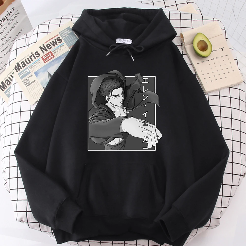 

Attack On Titan Comic Eren Jaeger Men'S Hoodies Street Graphic Japan Anime Man Sweatshirts Comfortable Hip Hop Vintage Pullover