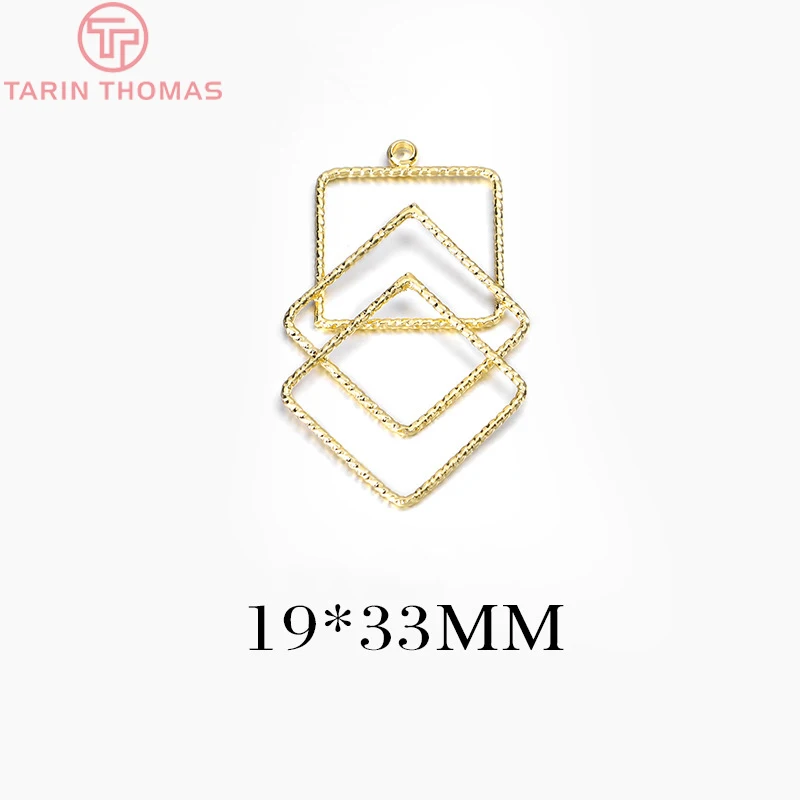 (1688) 4PCS 15x37MM 20x30MM 24K Gold Color Plated Brass Geometric Shaped Earring Charm High Quality DIY Jewelry Making Findings | Украшения