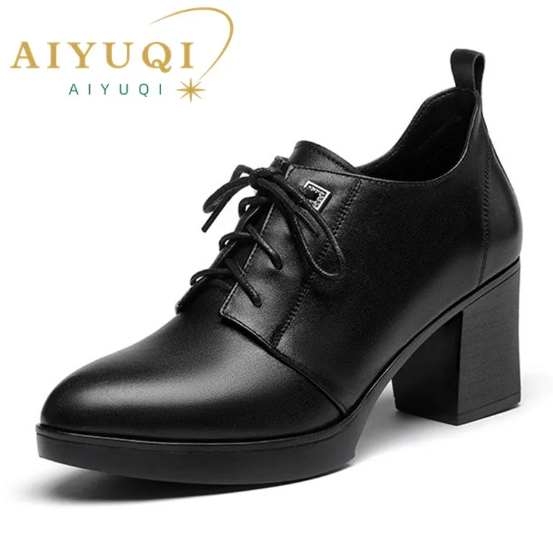 Купи AIYUQI Women Dress Shoes Spring British Style 2023 New Genuine Leather Lidies Single Shoes Large Size Women Work Shoes за 3,014 рублей в магазине AliExpress