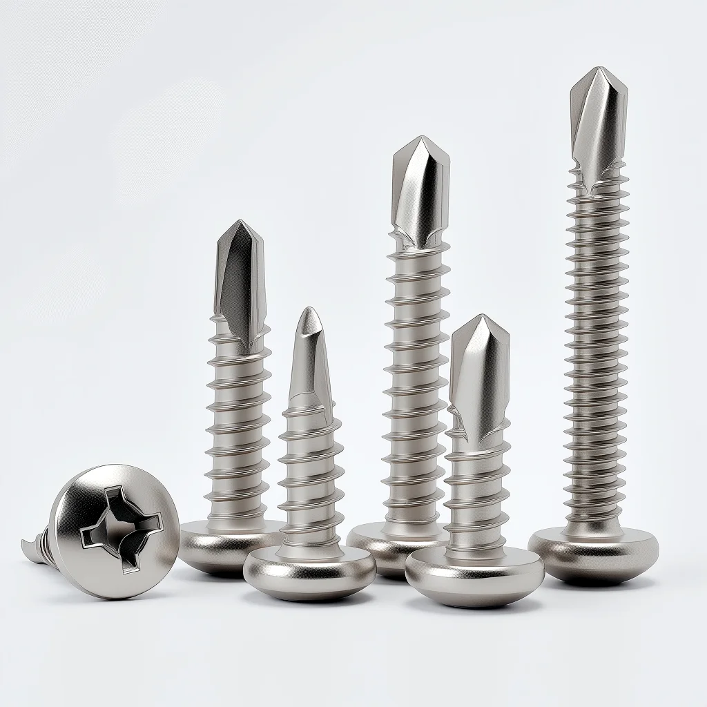 

10-30 шт. саморезы из листового металла, нержавеющая сталь 410, круглая головка, высокопрочные быстрорежущие винты Tek с токарной головкой