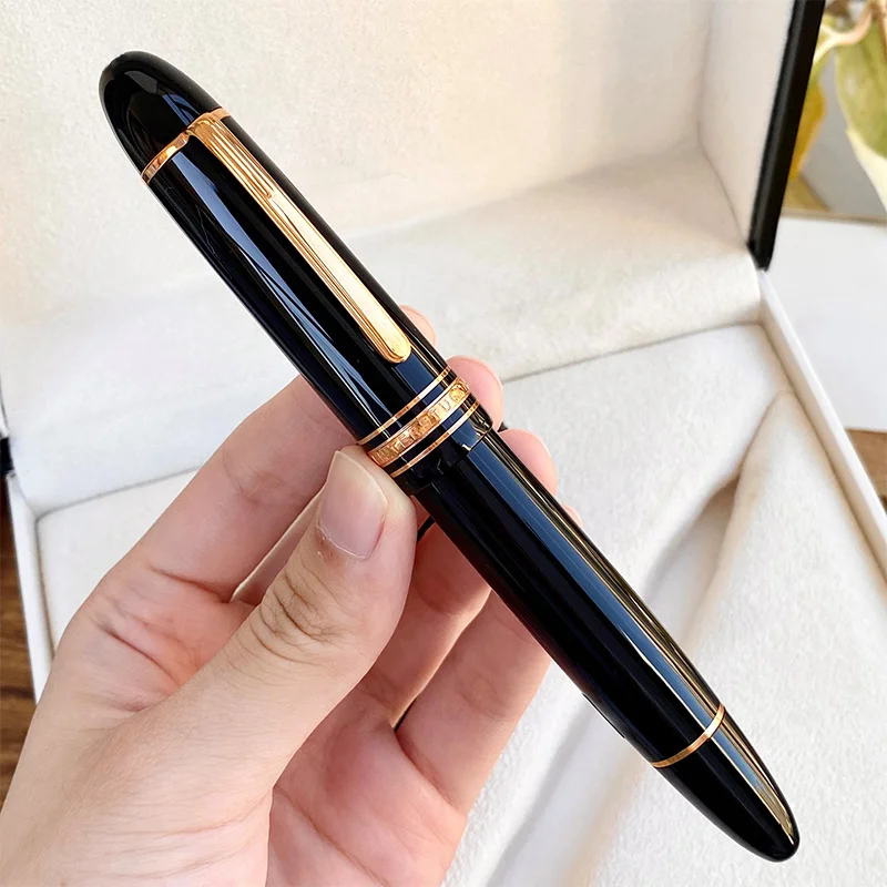 

Luxury Meisterstuck 149 MB Fountain Pen 18K F Nib Black Resin Gold-Plating Calligraphy Feather Caneta Smooth Writing