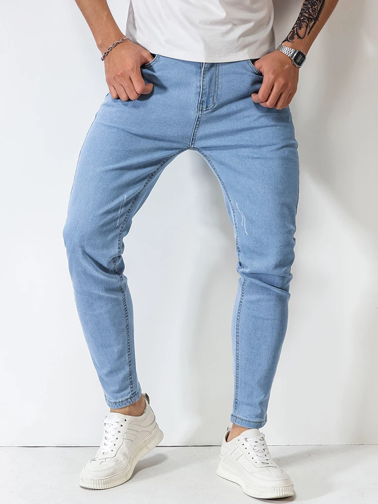 New Men's Jeans Casual Men's Jeans Elastic Skinny Small Feet Blue Men Jeans All Season Fit Casual Party Pants Denim Pants Men
