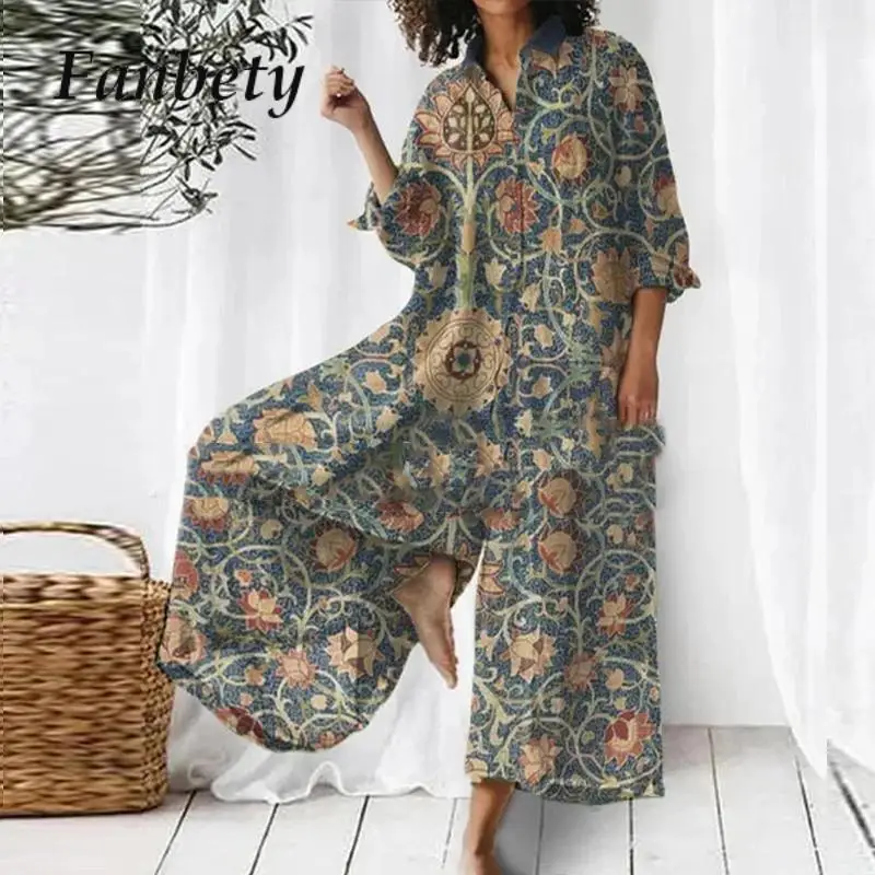 

Women Casual Long Sleeve Straight Bodysuits Linen Button One Piece Overalls Elegant Lapel Collar Contract Color Long Jumpsuit