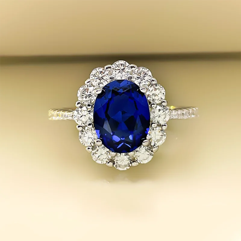 

3 Carat Sapphire Ring For Women Luxury Style Blue Crystal Zircon Silver Color Engagement Wedding Finger Rings Fashion Jewelry