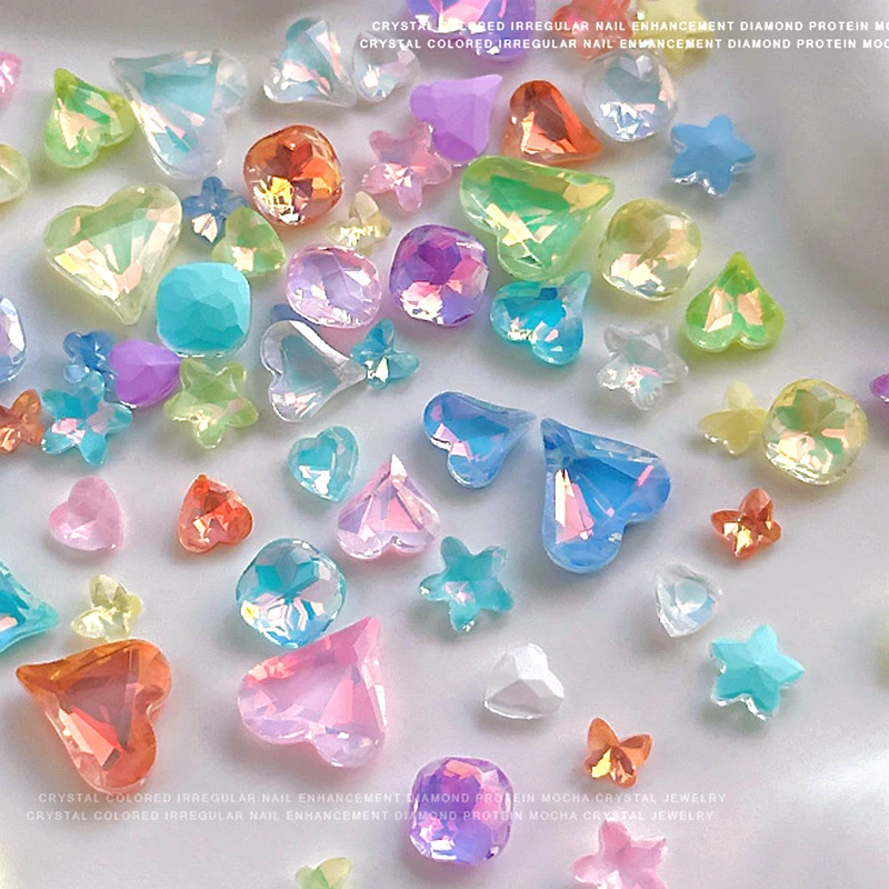 

20PCS 3D Glass Nail Art Decorations Rhinestones Crystals Accessories Heart Star Gem Stone Charms Manicure Decor Supplies Tool