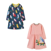 jumping meters autumn spring owls print girls dresses long sleeve hot selling kids clothes fashion toddler childrens birthday