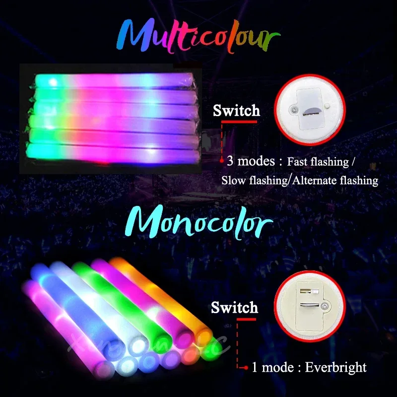 Набор светящихся палочек RGB (30406080100120 шт.): разноцветные светодиодные палочки-трубки для вечеринок, дней рождения, свадеб и праздников (art.: 3920dad500299) - 3920dad500299